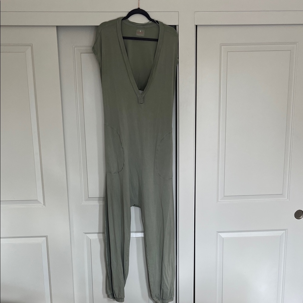 Free People Hot Shot Olive Green Jumpsuit